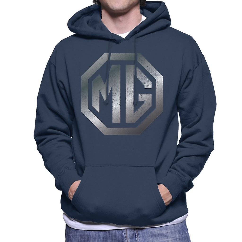 MG Chrome Logo British Motor Heritage Men's Hooded Sweatshirt Navy Blue XX-Large