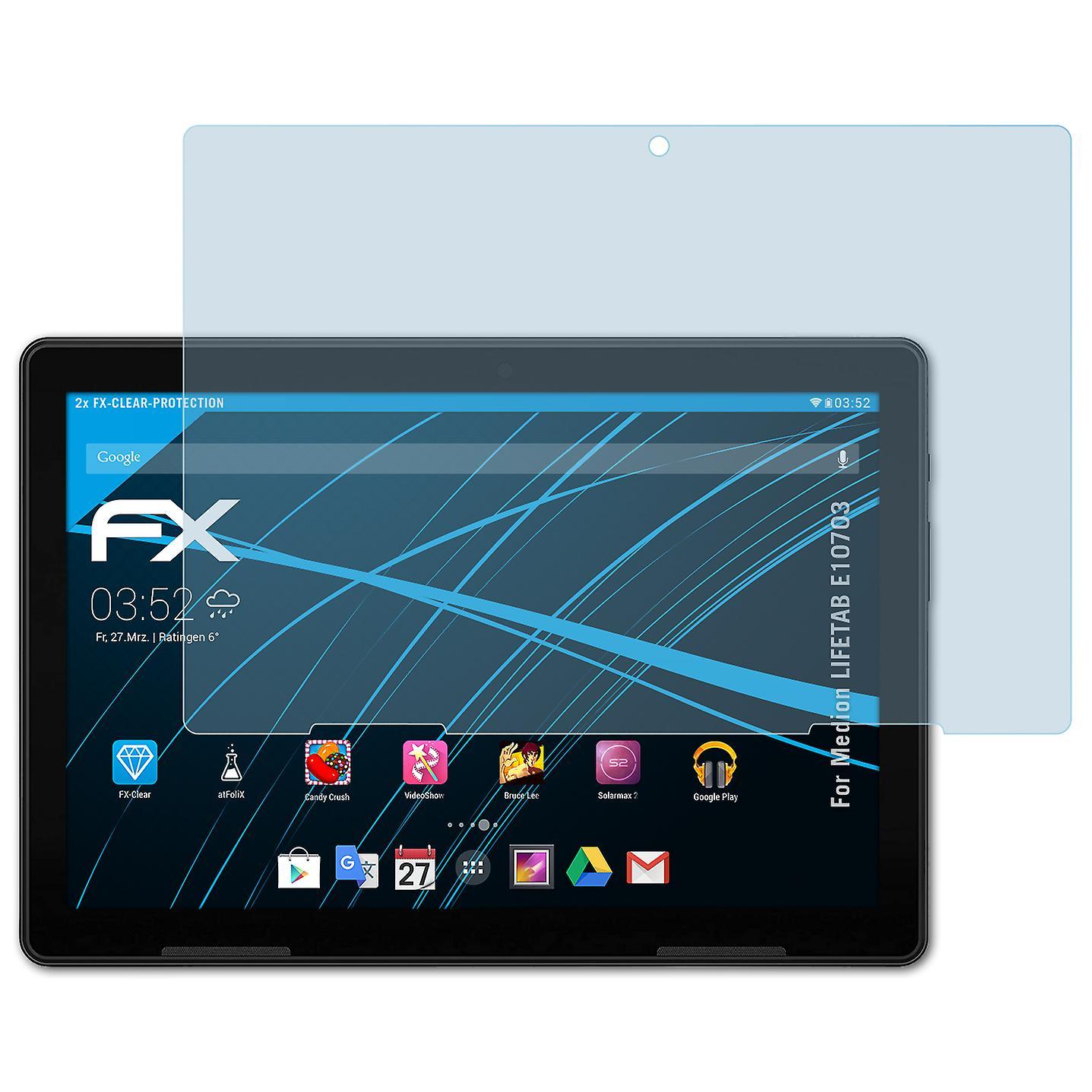 atFoliX 2x protective film compatible with Medion LIFETAB E10703 screen protector clear 01 FX-CLEAR