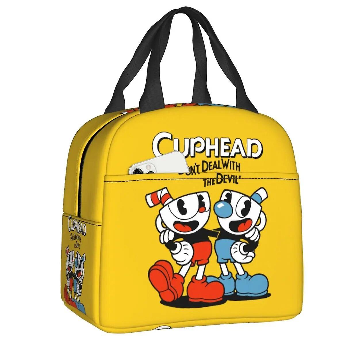 Bicaco Hot Game Cuphead Mugman Lunch Bag For Work School Waterproof Cooler Thermal Insulated Lunch Box Women Kids Food Tote Bags B-T-2218 22x20x13cm