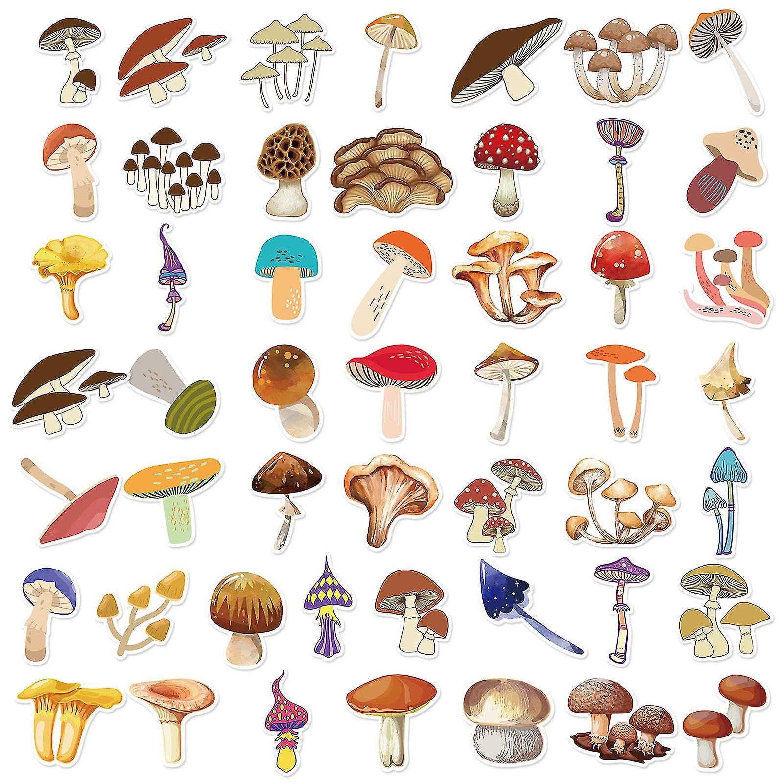 Trumsen 50pcs Mushroom Stickers Various Styles Cute Plant Decals Waterproof Pvc Decorative Removable Laptop Guitar Skateboard Suitcase Car Stickers...