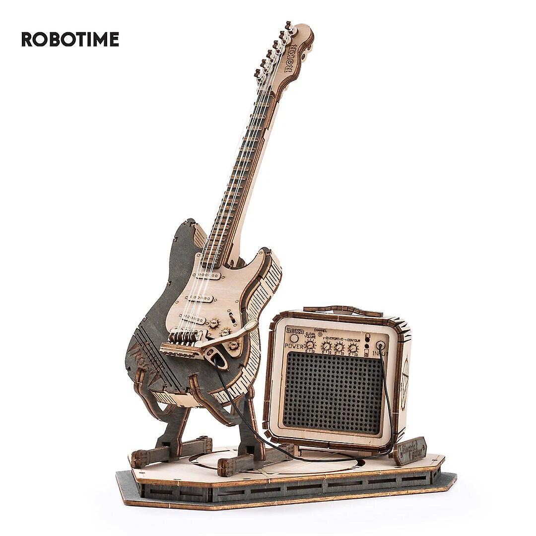 Eccpp Rokr Electric Guitar Model Gift For Kids Adult Assembly Creative Toys Building Block Set 3d Wooden Puzzle Tg605k