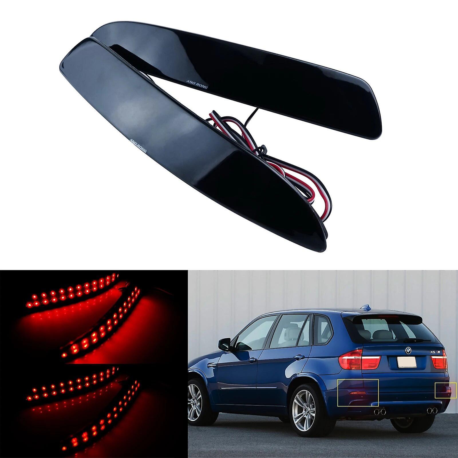 Jelivey Angrong 2x Black Smoked Lens Led Rear Bumper Reflector Brake Stop Light Red For Bmw E70 X5 06-13