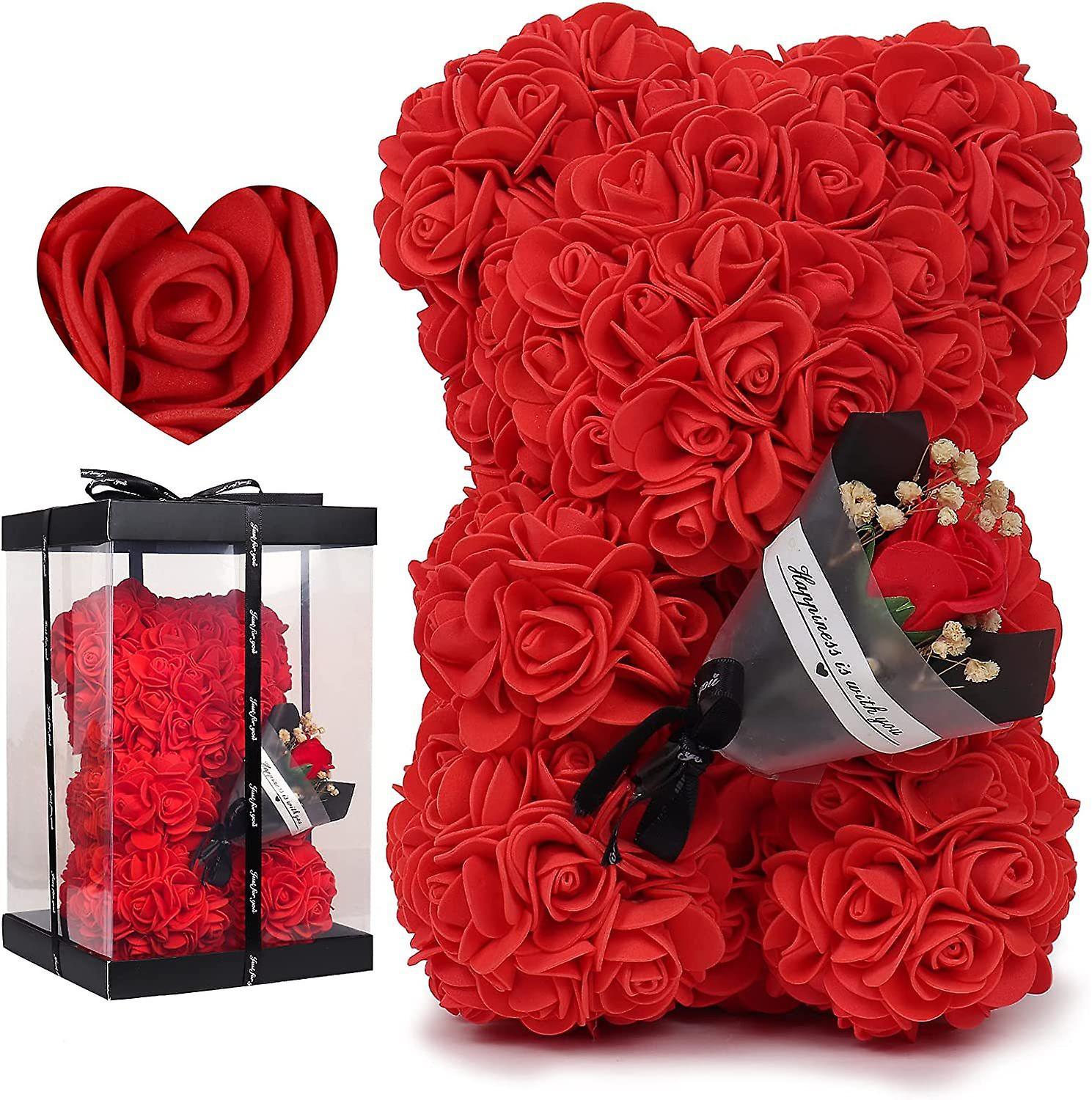 Szczw Bear on Rose Valentine's Day Gift for Her Rose Flower Bear Mother's Day Gift,Birthday Teddy Bear for Girlfriend,Romantic Valentine's Day Cute...