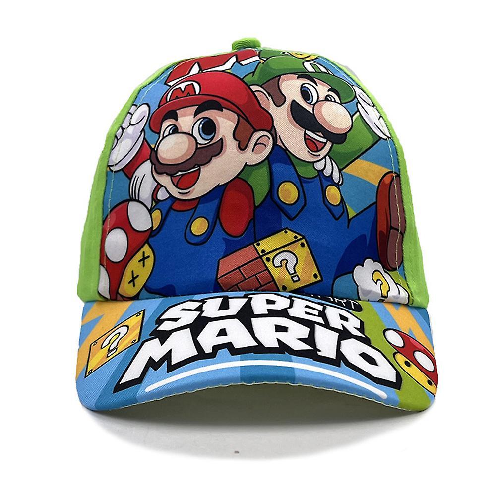 Bestdaily Childrens Kids Boys Girls Super Mario Bros Print Baseball Cap Cartoon Summer Adjustable Sun Visor Hat Gifts Green