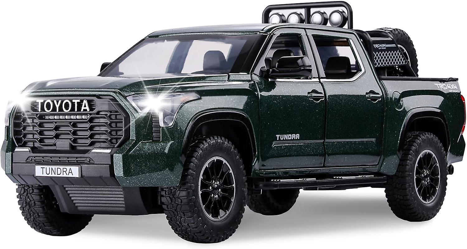 Wjiaer Tundra Truck Toys Off-Road Pickup Toy Trucks Diecast Metal Big Trucks with Light and Sound Pull Back Model Cars Birthday Gift for Kids,Green