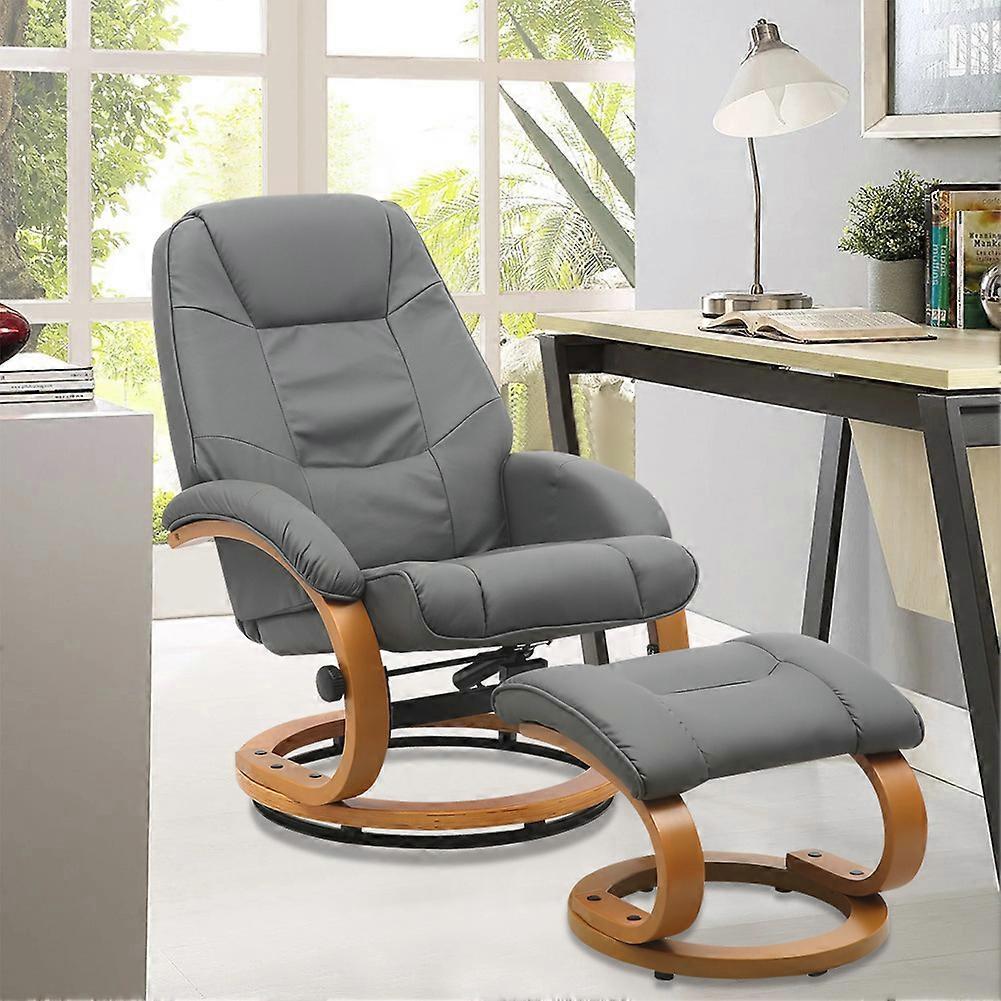 Living And Home PU Leather Recliner Armchair with Footstool Grey