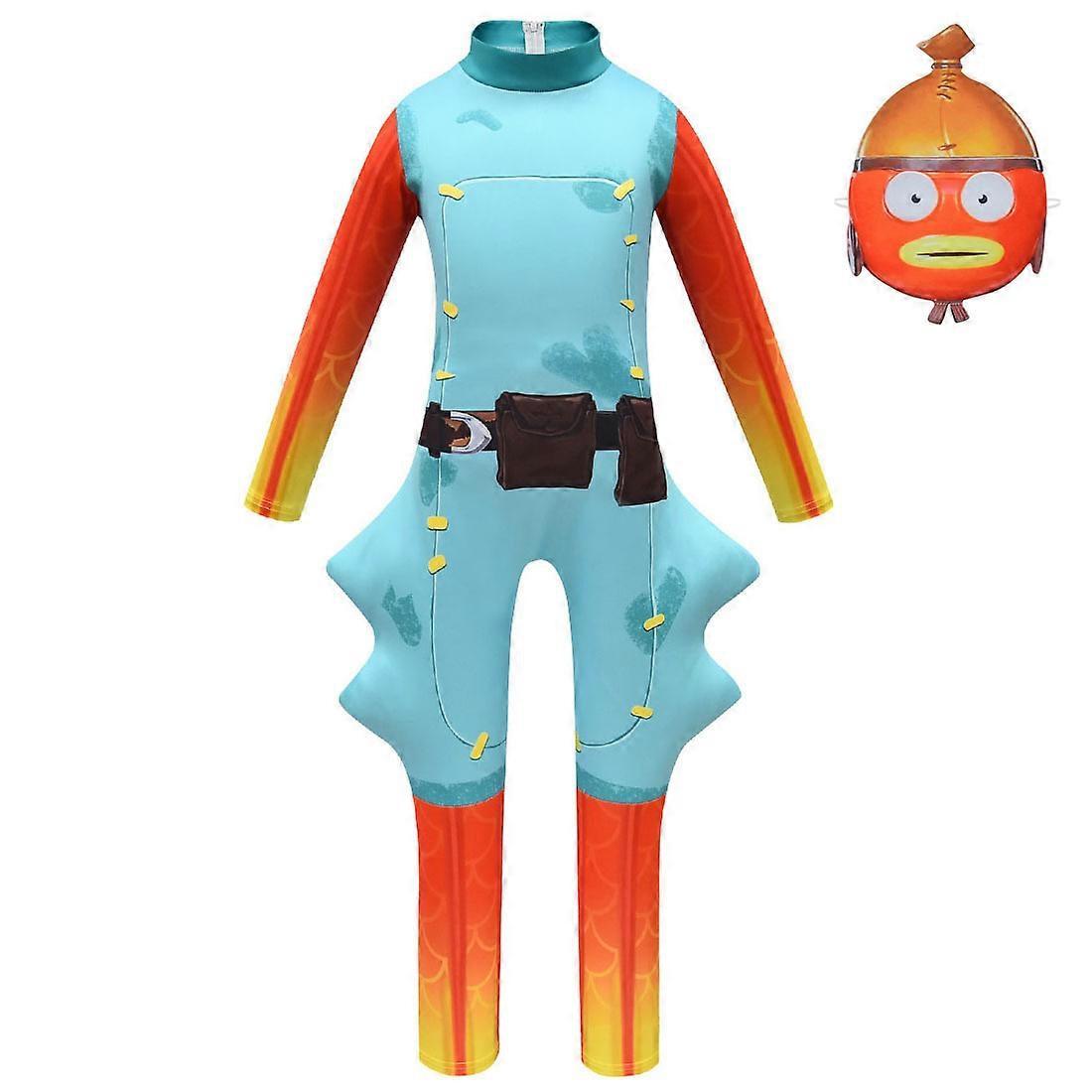 Bhtv Halloween Kids Costume Cartoon Fish Cos Jumpsuit Boy Christmas Birthday Party Fancy Carnival Costumes Identity Cosplay Fish suit (with headgea...