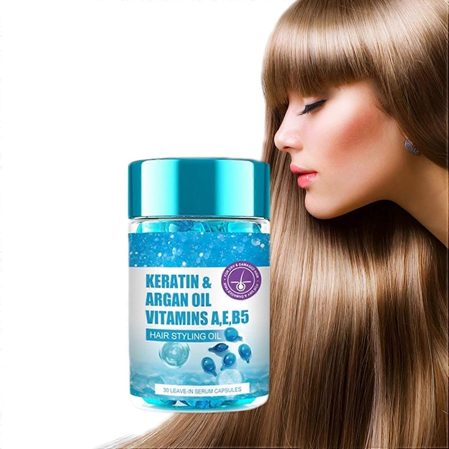 Unbrand Keratin & Argan Oil Hair Treatment - 30pcs Nourishing Capsules with Vitamins A, E, B5 for Shiny, Healthy Hair - Daily Use 1bottle