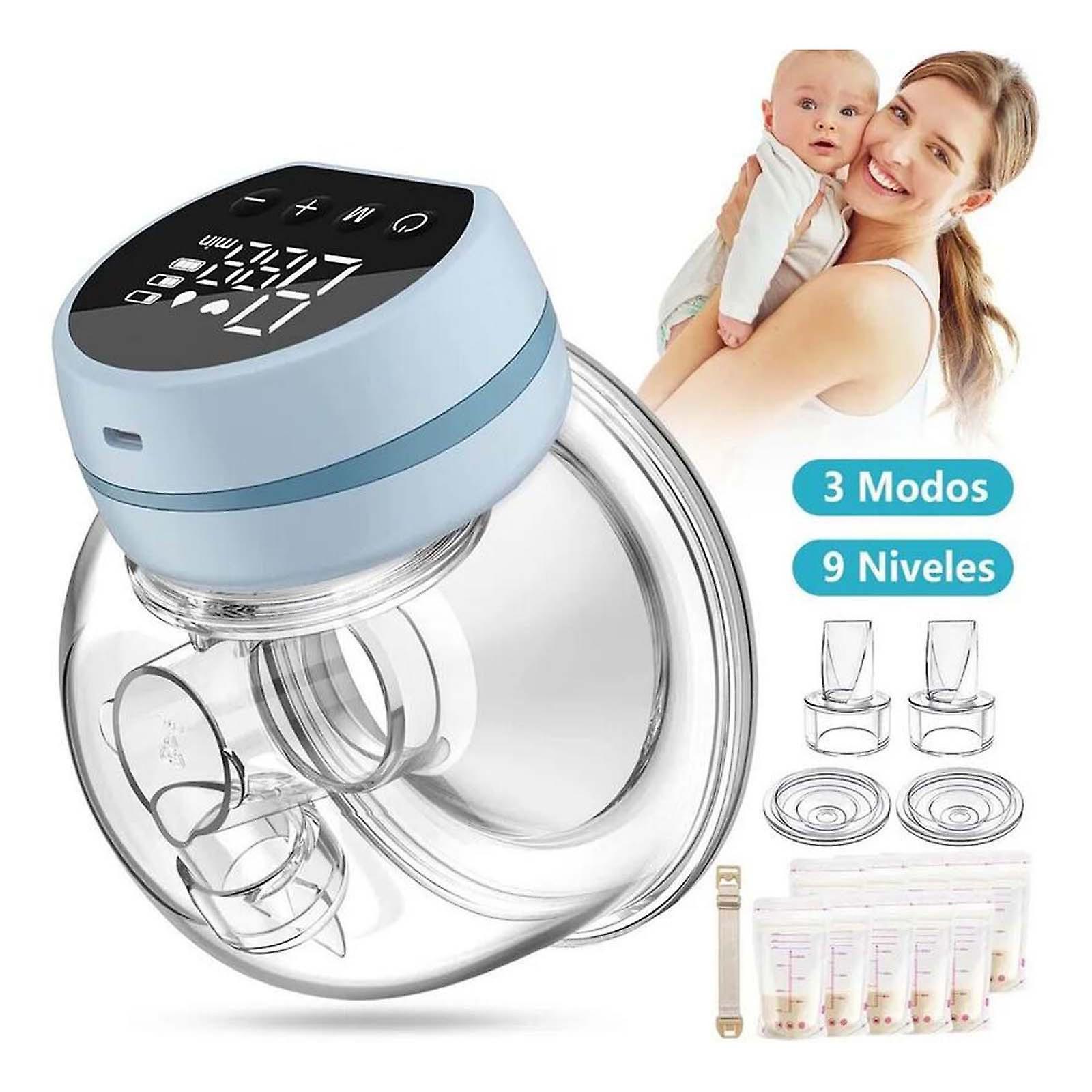 Gaoguang Hands Free Portable Breast Pump - Portable Cordless Electric Breast Pump With 3 Modes And 9 Level Blue