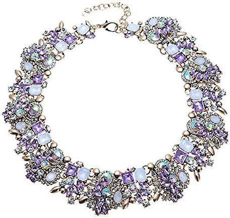 Ubiuo Crystal Rhinestone Statement Necklace, Vintage Chunky Chain Choker Collar Bib Statement Necklace Fashion Costume Jewelry Necklaces For Women