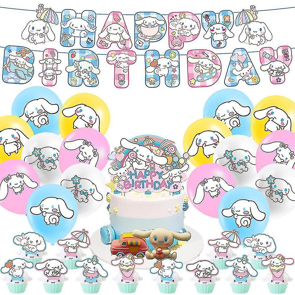 Zhenv Cinnamoroll Dog Theme Party Decorations Supplies, Include Banner, Balloons, Cake Toppers Set Gifts Bahz6297