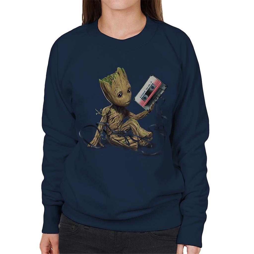 Marvel Guardians Of The Galaxy Vol 2 Cassette Tape Women's Sweatshirt Navy Blue Medium