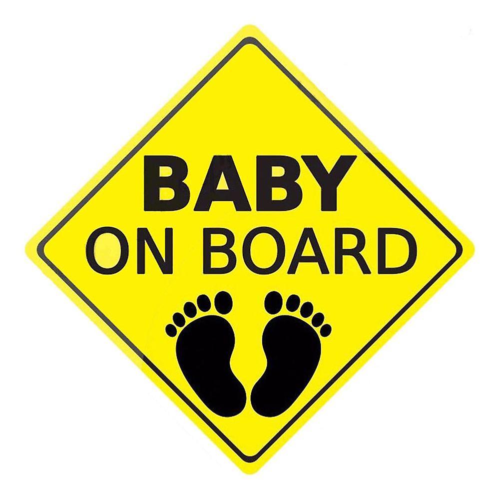 Monnadu BABY ON BOARD Footprint Car Body Window Reflective Sticker Warning Sign Decor Black + Yellow