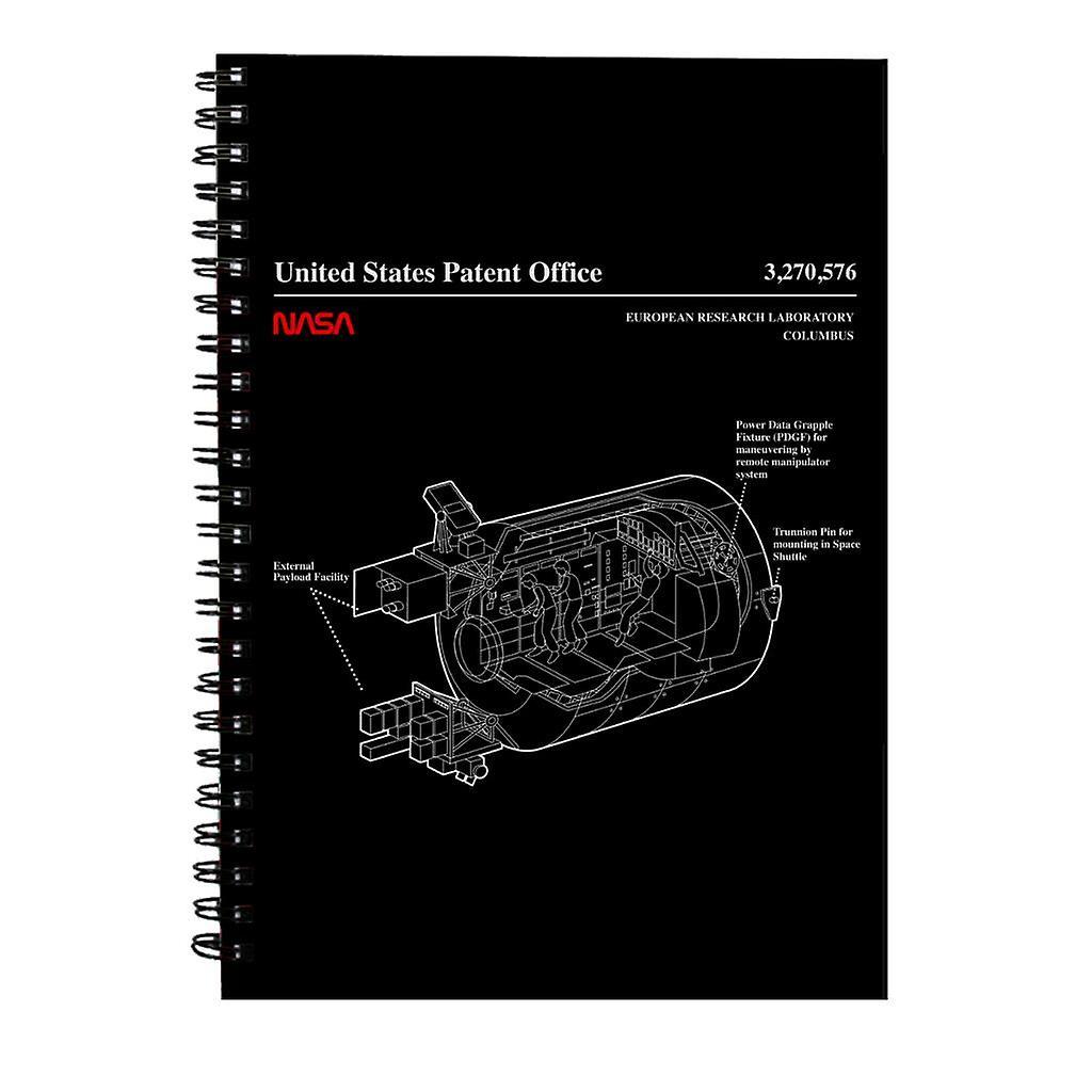 NASA European Research Laboratory Columbus Blueprint Spiral Notebook Black 15 x 21 cm