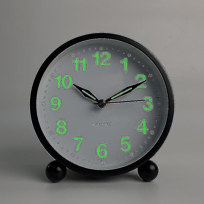 Joyy Silent Alarm Clock - Non Ticking Analog Alarm Clocks With Warm Light - Minimalistic Round