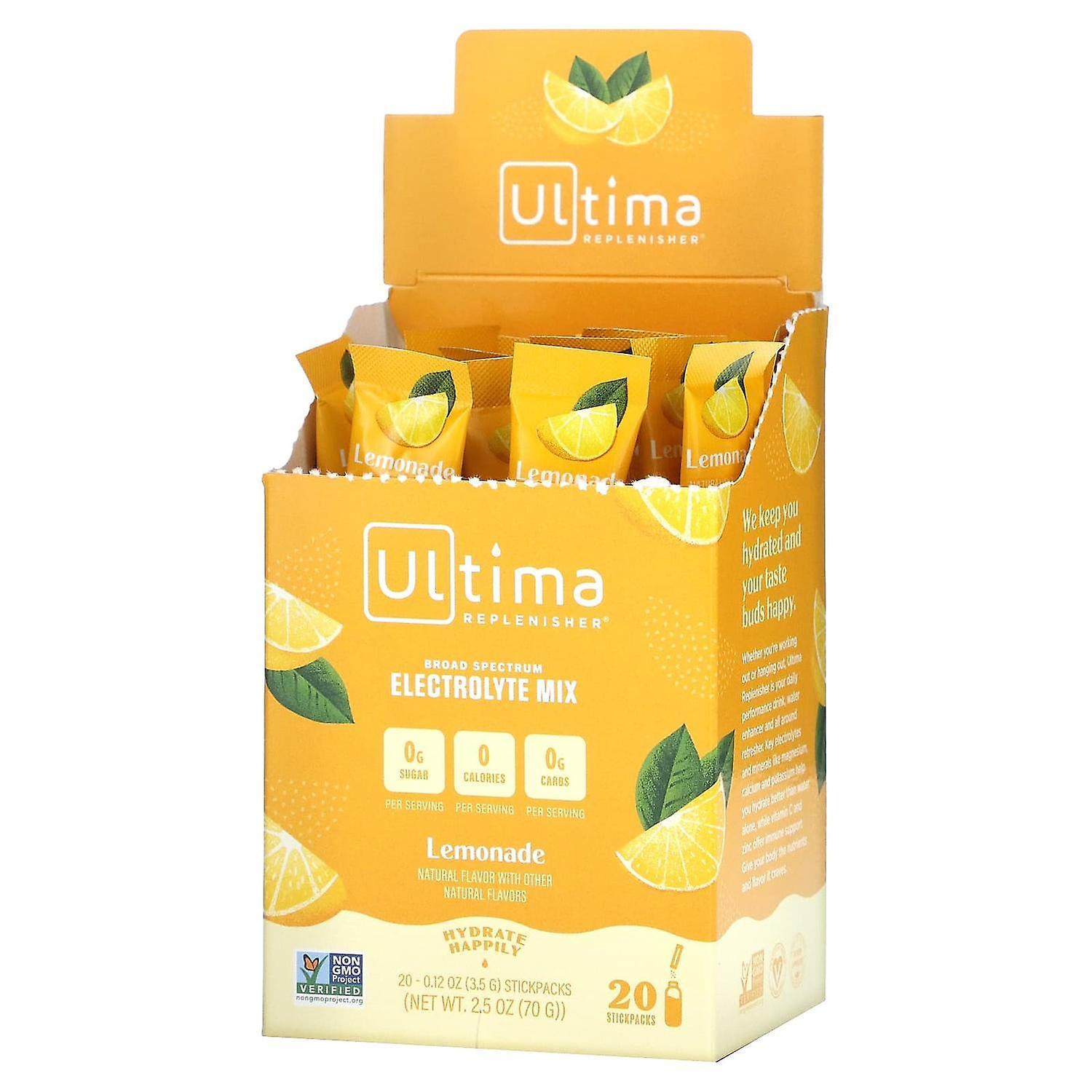 Ultima Replenisher, Electrolyte Drink Mix, Lemonade, 20 Packets, 0.12 oz (3.5 g) Each