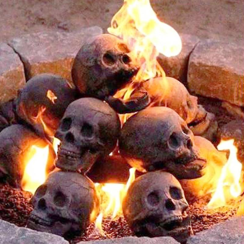 Unbrand Halloween Human Skull Decoration Reusable Fire Pit Skulls For Campfire Favors 1pc