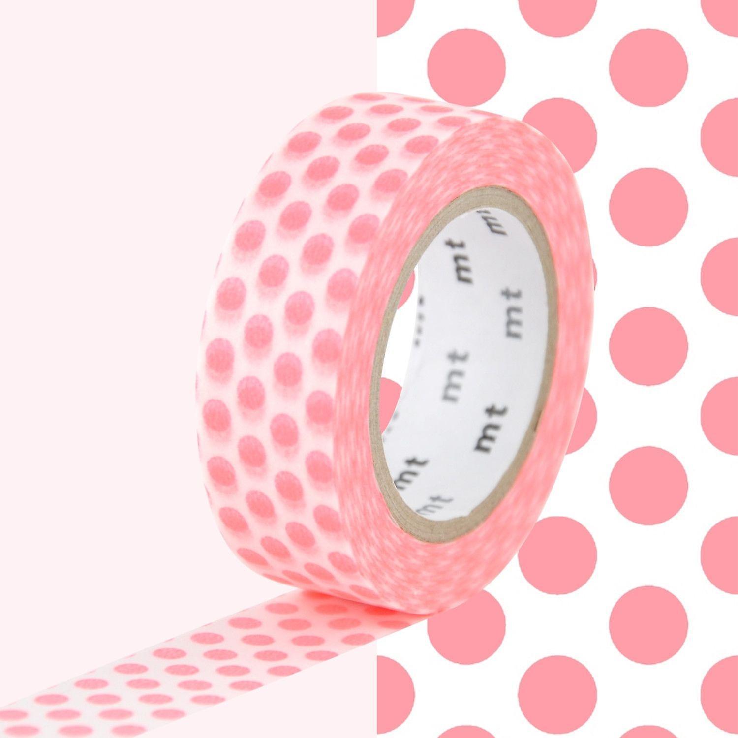 Masking tape with dots - Fluorescent red - 1,5 cm x 7 m