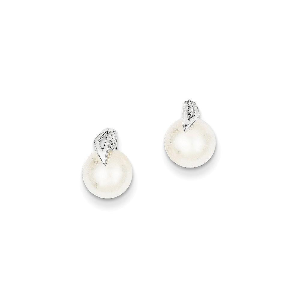 JewelryWeb 14K White Gold Polished Freshwater Cultured Pearl Post Earrings Measures 12mm long Jewelry Gifts for Women