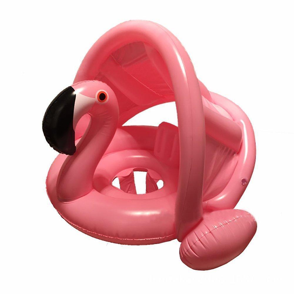 Slowmoose Baby Inflatable Flamingo Pool Float With Canopy, Swimming Ring With Safety Seat Pink Flamingo