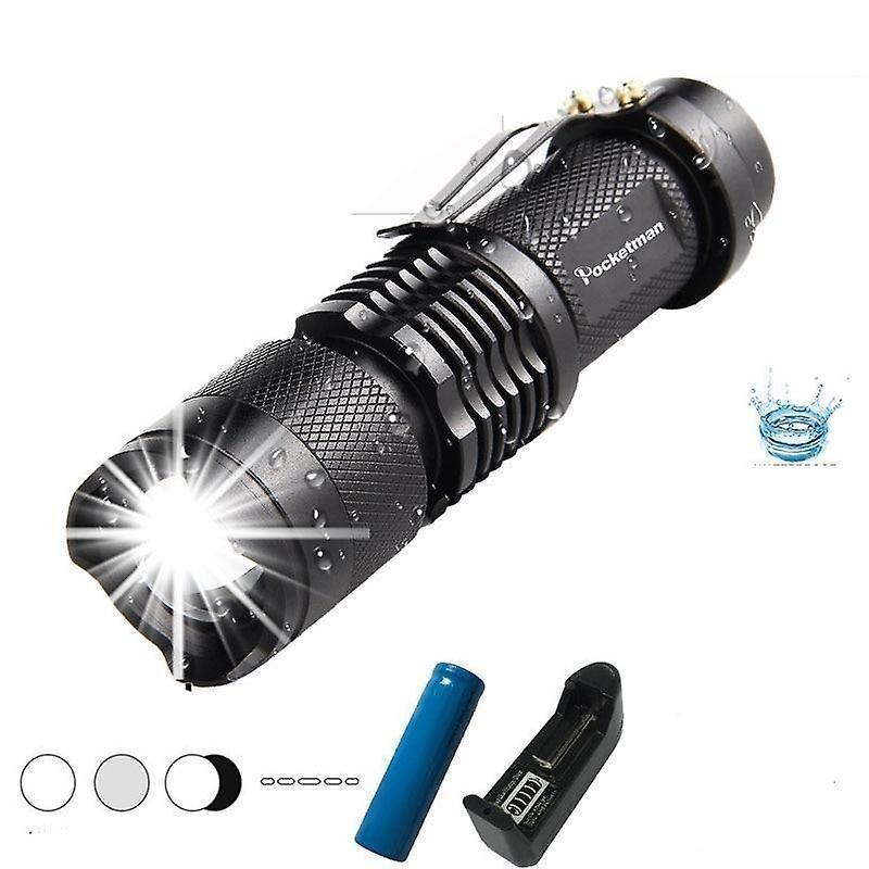 Slowmoose Brightes Mini L2 Led, Flashlight Q5 T6 Torch Adjustable Focus- Zoom Flash Light T6-Medium brightness