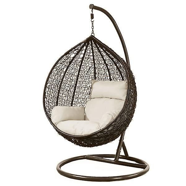 Viking Choice Hanging chair - with frame - brown - beige cushion - up to 125 kg brown/beige hangstoel - kussenset - standa