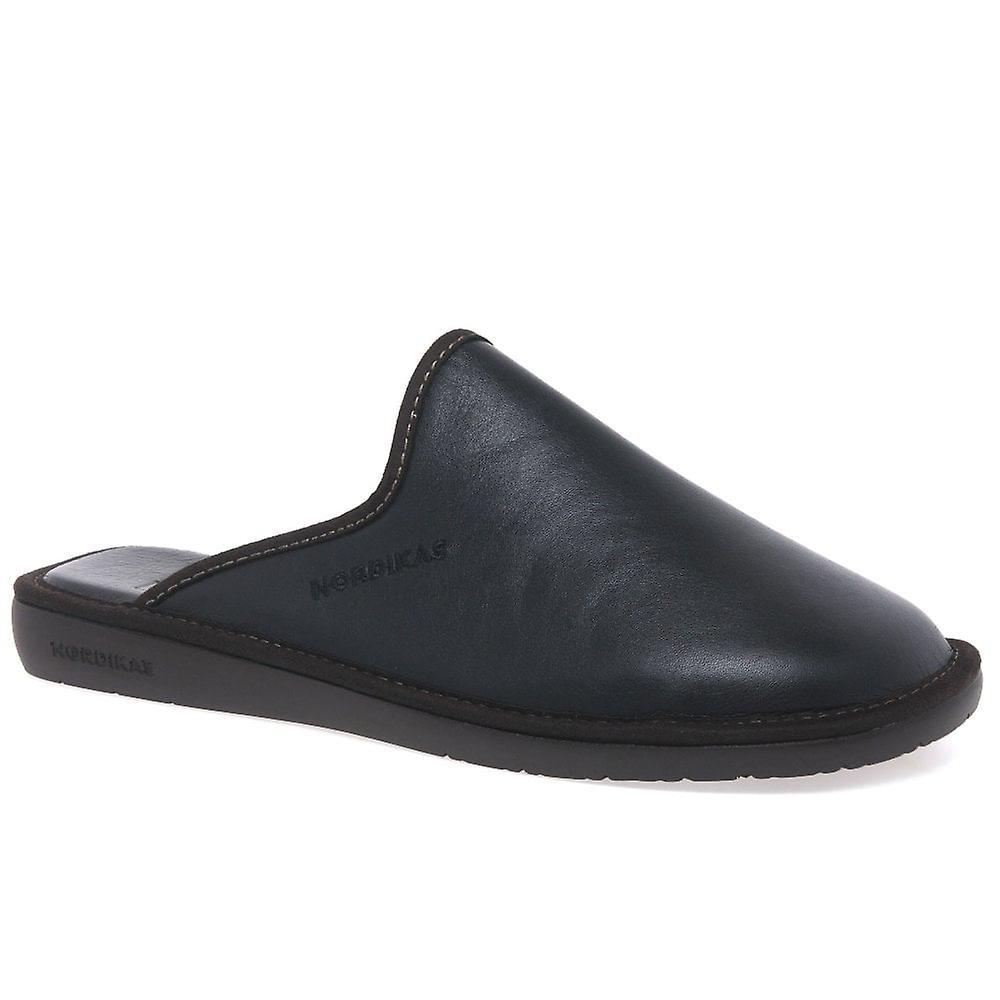 Nordikas Norwood III Mens Leather Slippers Black 9 Uk/43 Eu