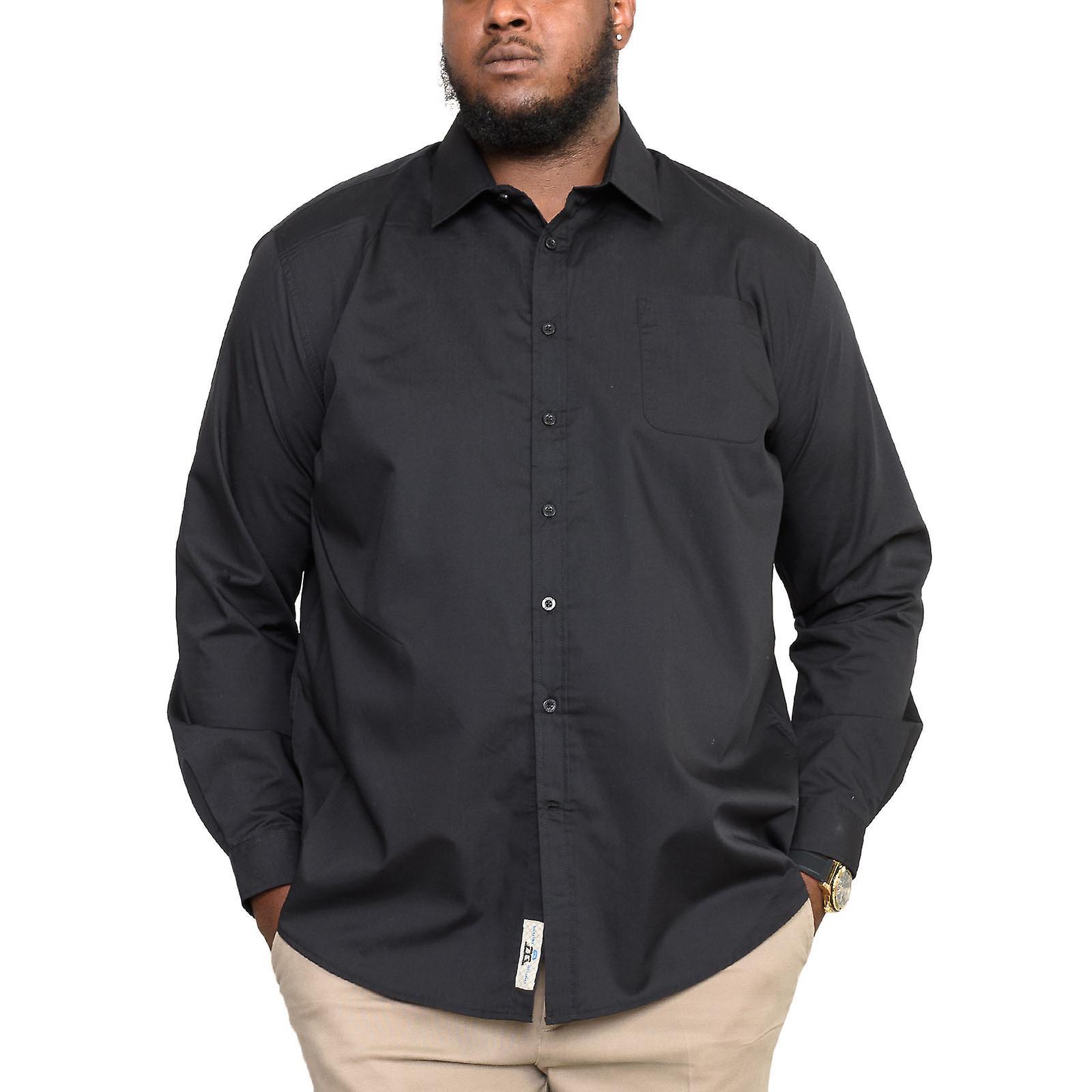 Duke D555 Mens Corbin Long Sleeve Easy Iron Classic Regular Button Up Shirt Black 4XL UK