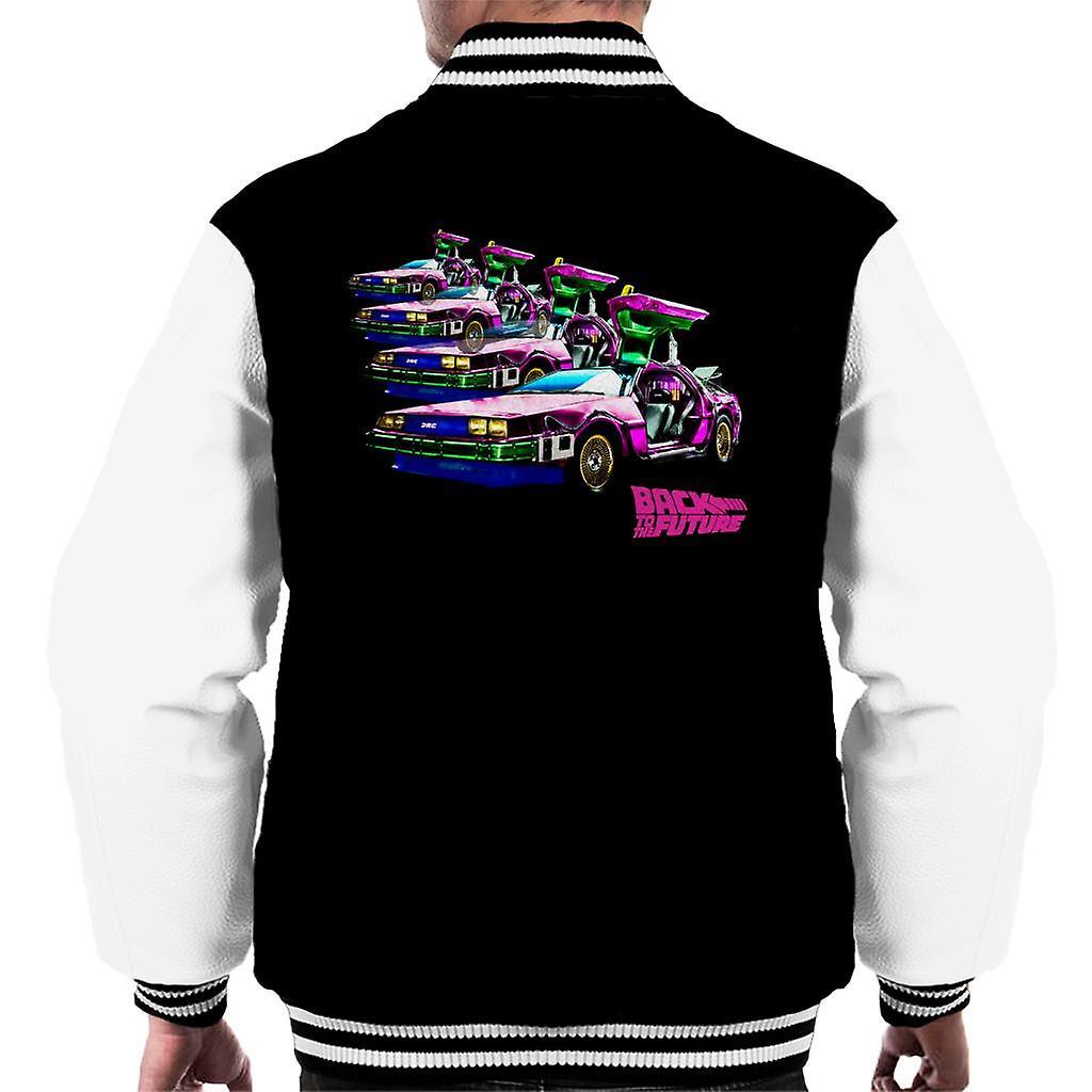 Back to the Future Delorean Mirrored Men's Varsity Jacket Black/White X-Large