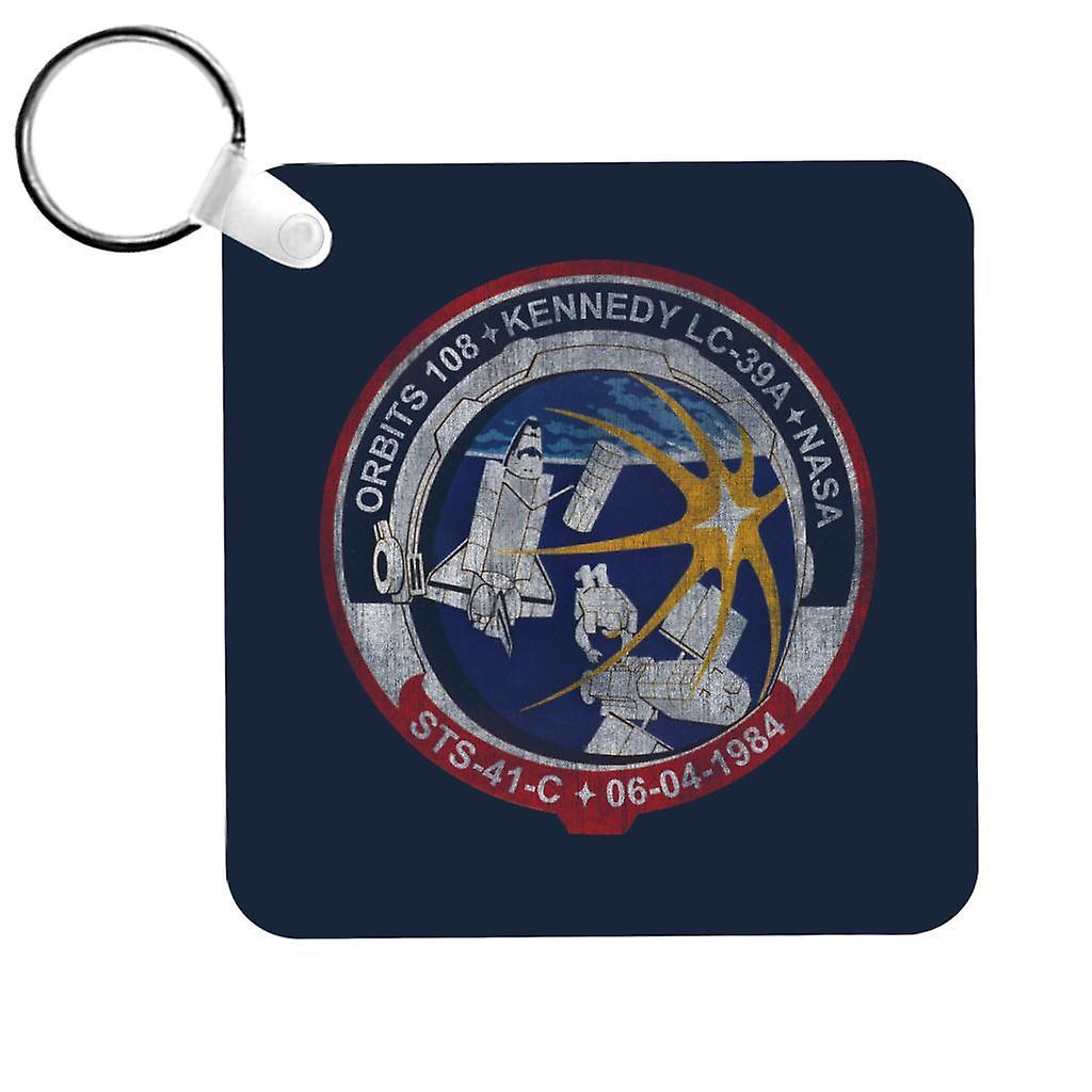 NASA STS 41 C Challenger Mission Badge Distressed Keyring Navy Blue 5cm x 5cm