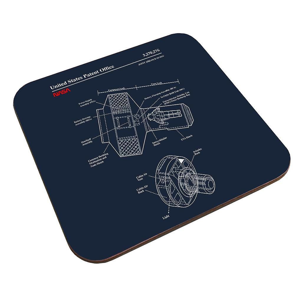 NASA Joint Airlock Quest Blueprint Coaster Navy Blue 9 x 9 cm