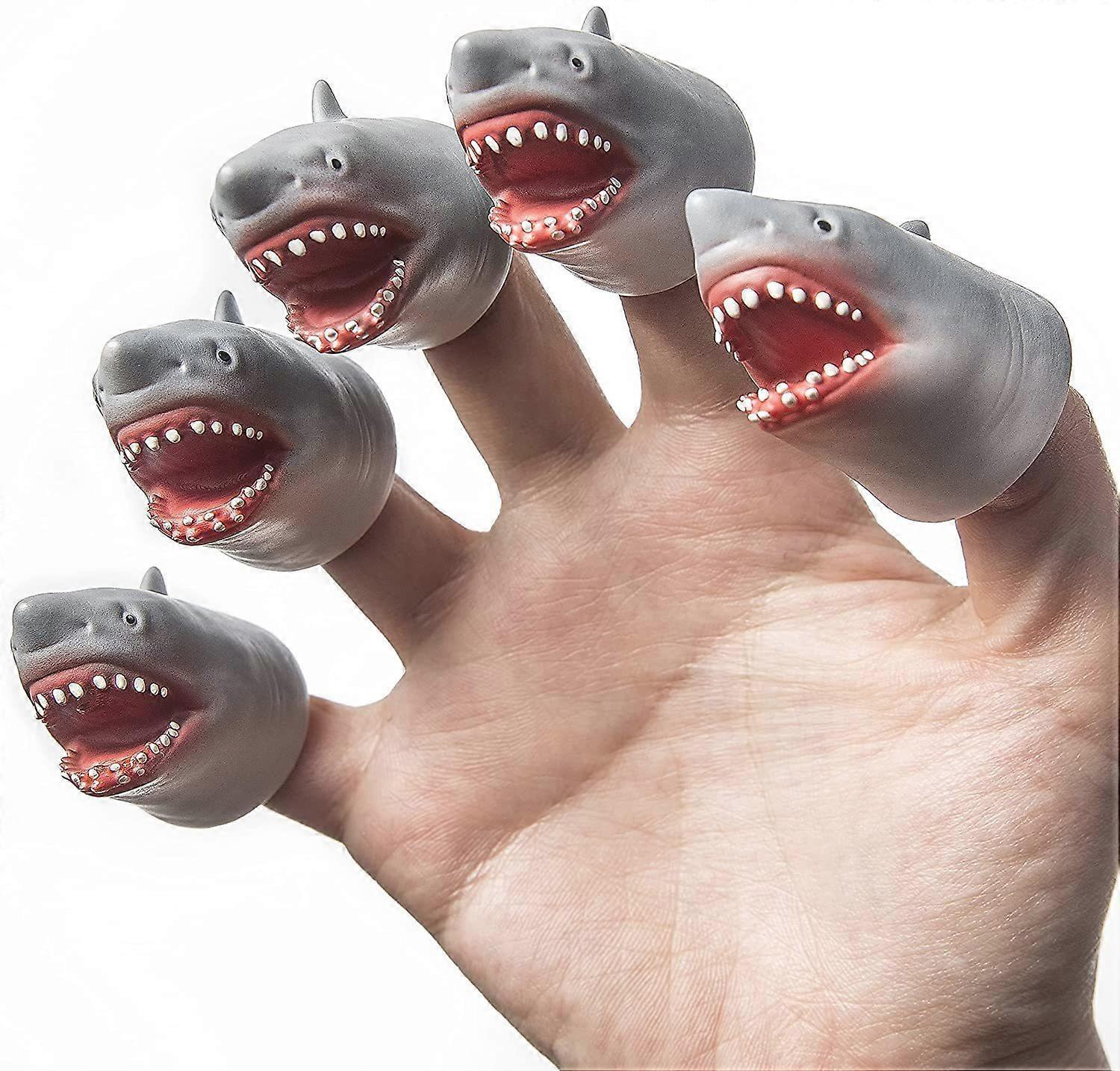 Szsljsm Shark Finger Puppet Set, Animals Puppet Show Theater Props, Novelty Toys Weird Stuff Gifts, 5Pcs