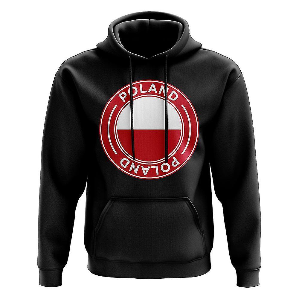 UKSoccerShop Poland Football Badge Hoodie (Black) SW