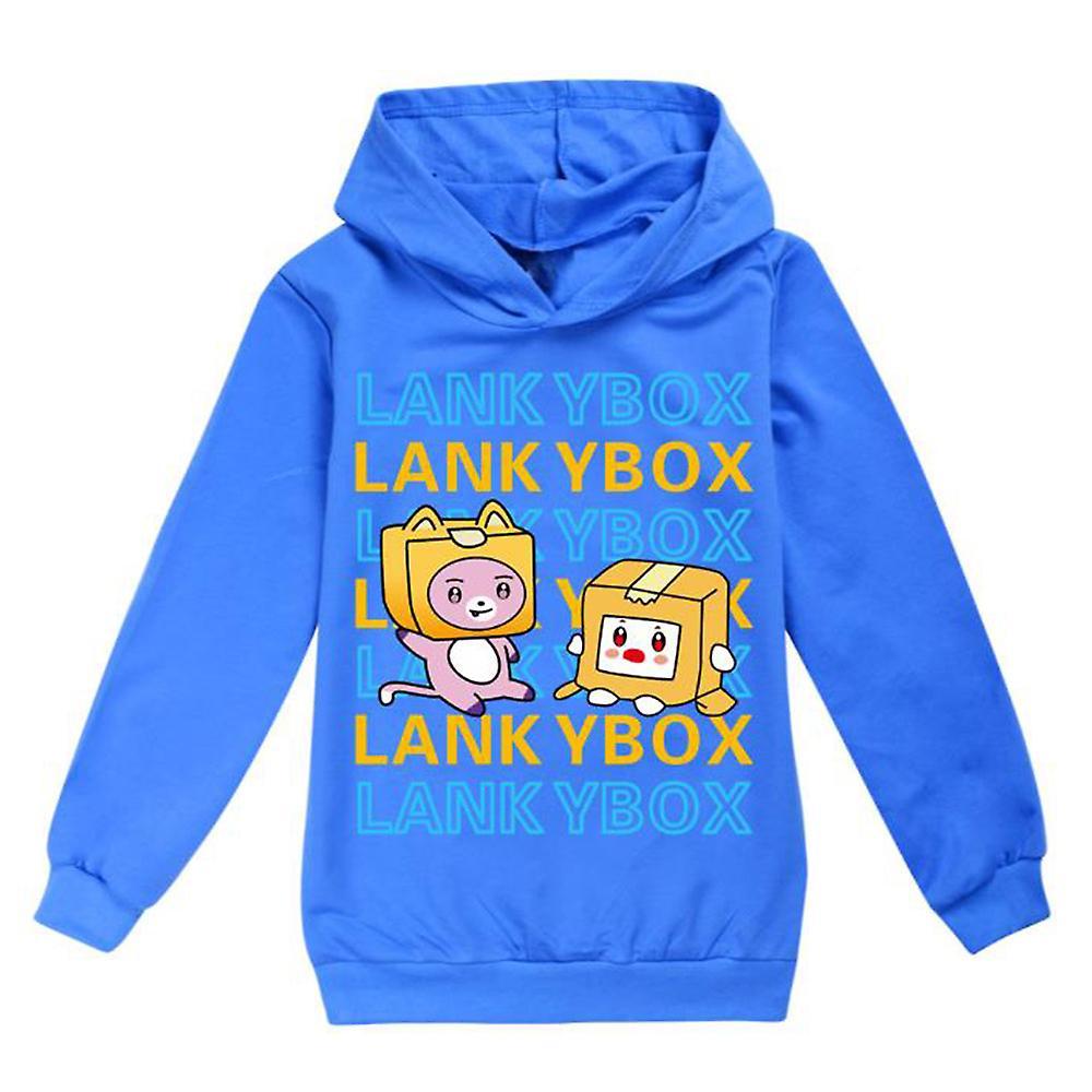 Shinestar Kids Lankybox Print Casual Hoodie Girls Boys Long Sleeve Hooded Sweatshirt Tops Pullover Jumper Xmas Birthday Gift Dark Blue 11-12 Years