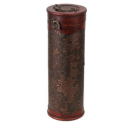 Biplut Cylinder Vintage Retro Wooden Vintage Bottle Storage Gift Box Case Holder