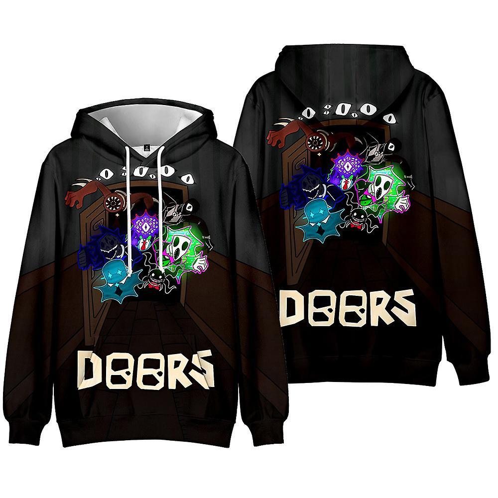 Shinestar Roblox Doors Printed Hoodies With Pockets Casual Drawstring Hooded Sweatshirt Pullover Jumper Tops Gift For Kids Boys Girls Fans A 8-9 Years