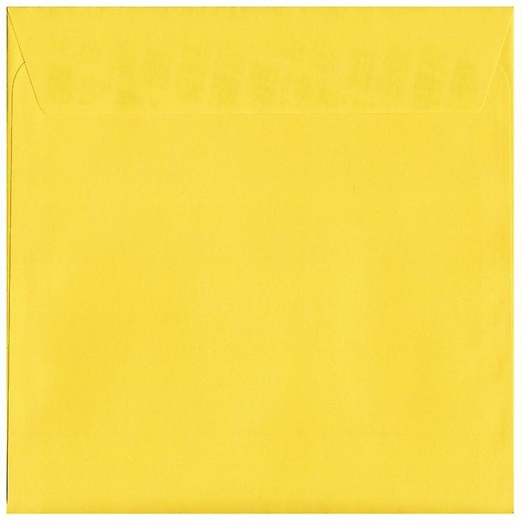 ColorSono Banana Yellow Peel/Seal 160mm Square Coloured Yellow Envelopes. 120gsm Luxury FSC Certified Paper. 160mm x 160mm. Wallet Style Envelope. 25