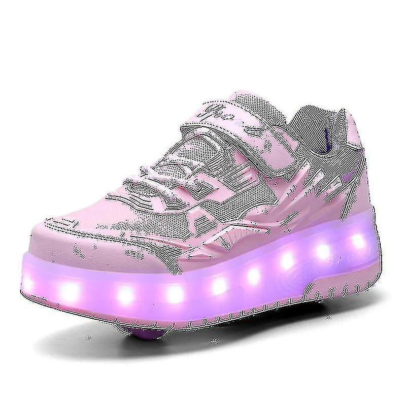 Exsha S Sneakers Double-wheeled Shoes Led Shoes Q7 Pink 31