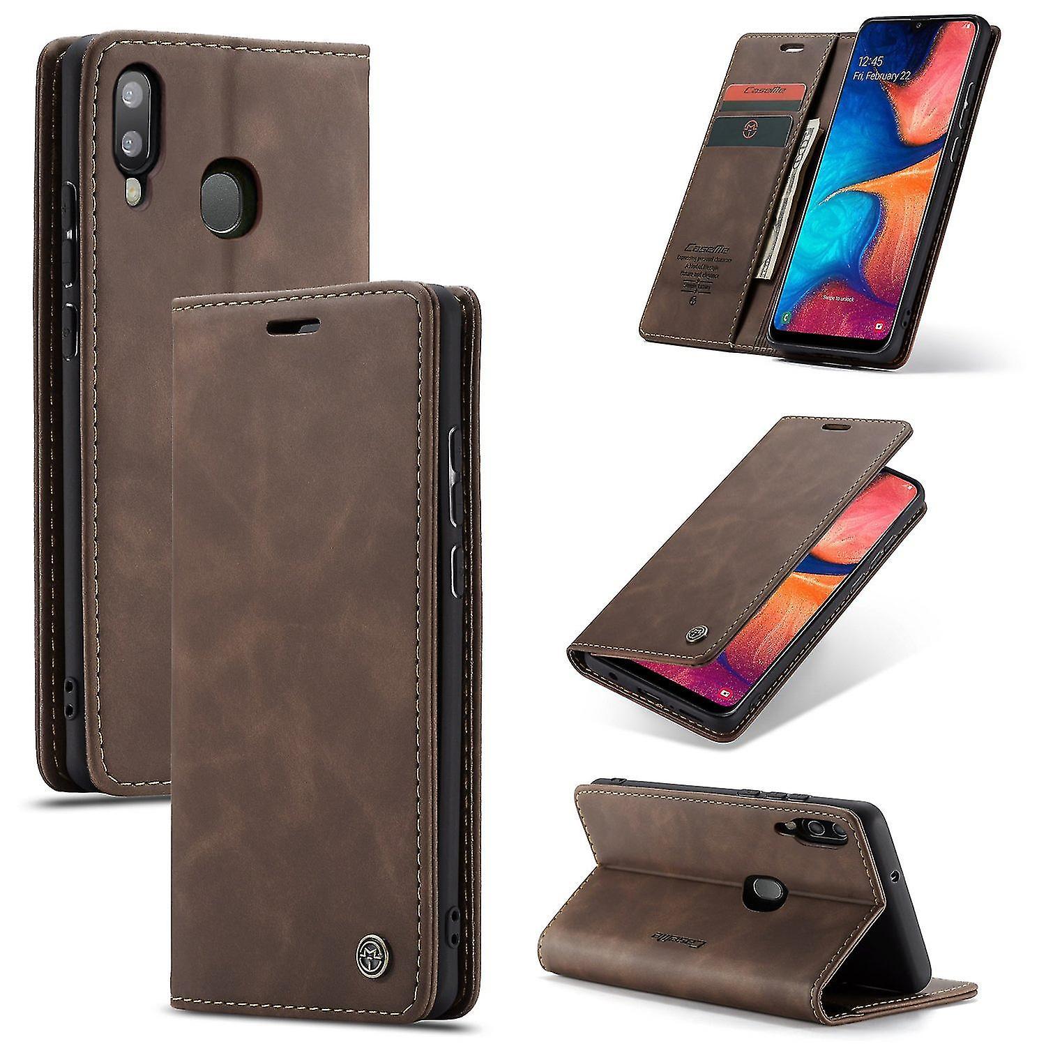 Get It CASEME 013 Series Auto-absorbed Leather Flip Wallet Case compatible Samsung Galaxy A20e_GET IT Gifts Espresso Style E Samsung Galaxy A20e