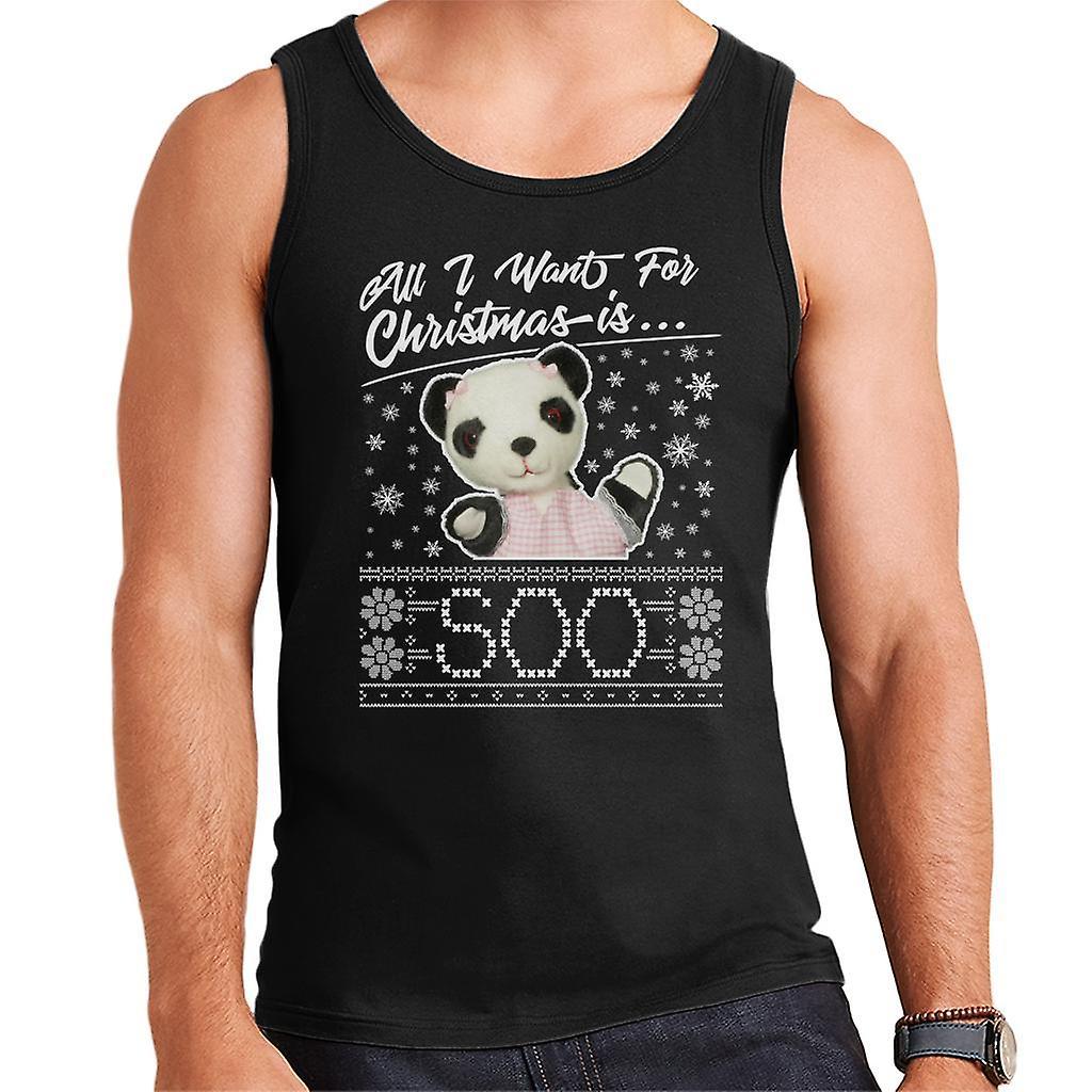 Sooty Christmas All I Want For Christmas Is Soo Men's Vest Black Small