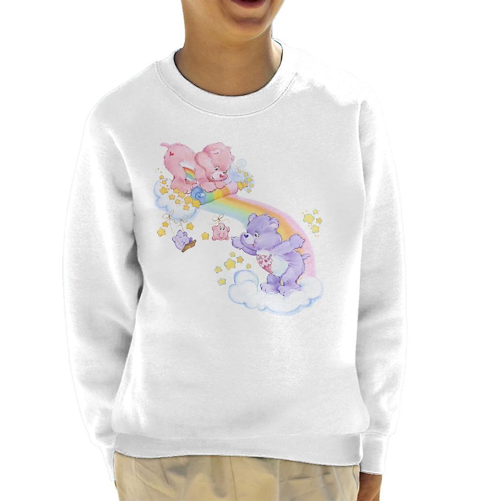 Care Bears Cheer Bear And Share Bear Unrolling A Rainbow Kid's Sweatshirt White Large (9-11 yrs)