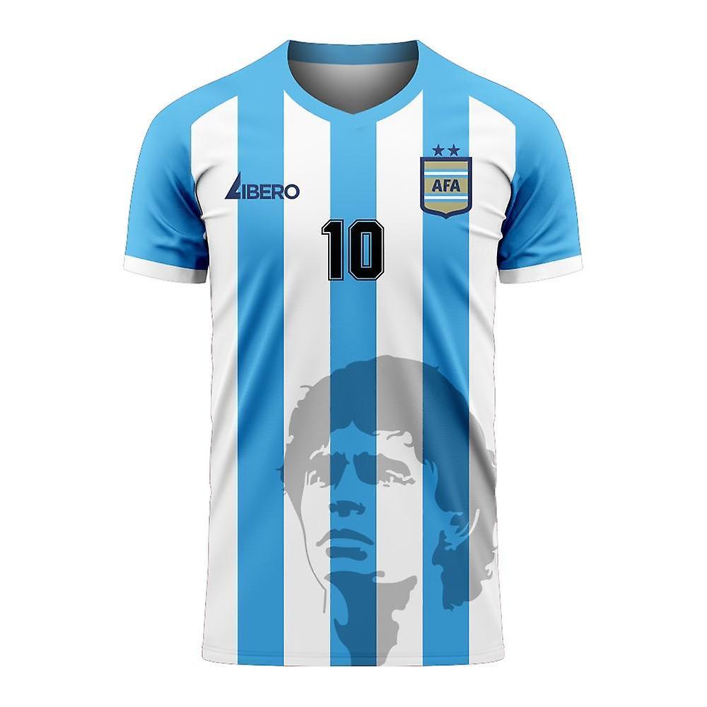 Libero Sportswear Diego Maradona Argentina Silhouette Concept Shirt - Little Boys White SB 4/5yrs (104-110cm)