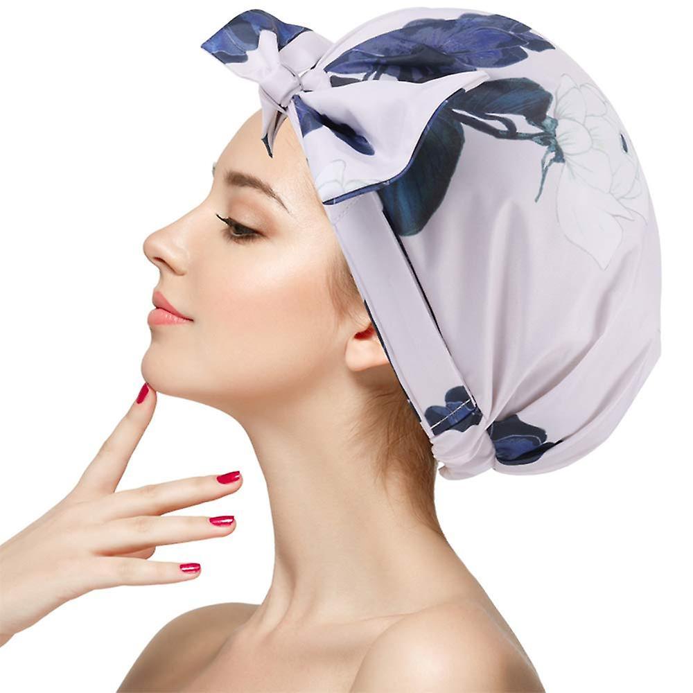 Xceedez Luxury Shower Cap For Women, Waterproof Bowknot Bathing Caps, Reusable Shower Caps, Mult