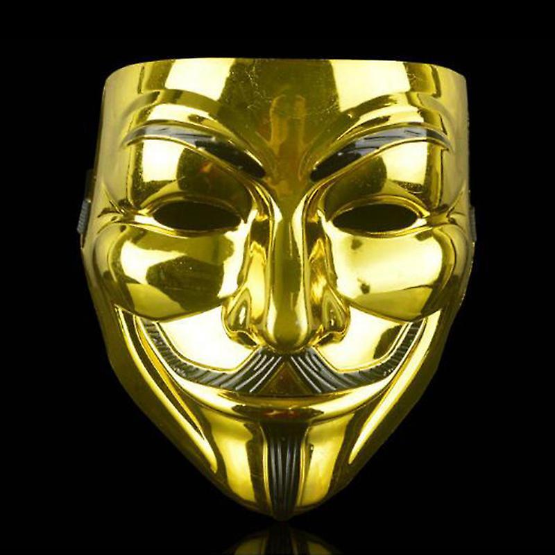 Shakub Anonymous Hacker Vendetta Guy V Cosplay Mask Halloween Cosplay Party Masks Props Gold