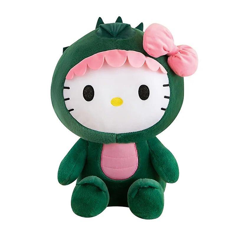 Begleri 35/50/65cm New Green Hello Kitty Dinosaur Plush Toy Kawaii Sanrio Cartoon Doll Room Decoration Pillows Birthday Gift For Childre A 35cm