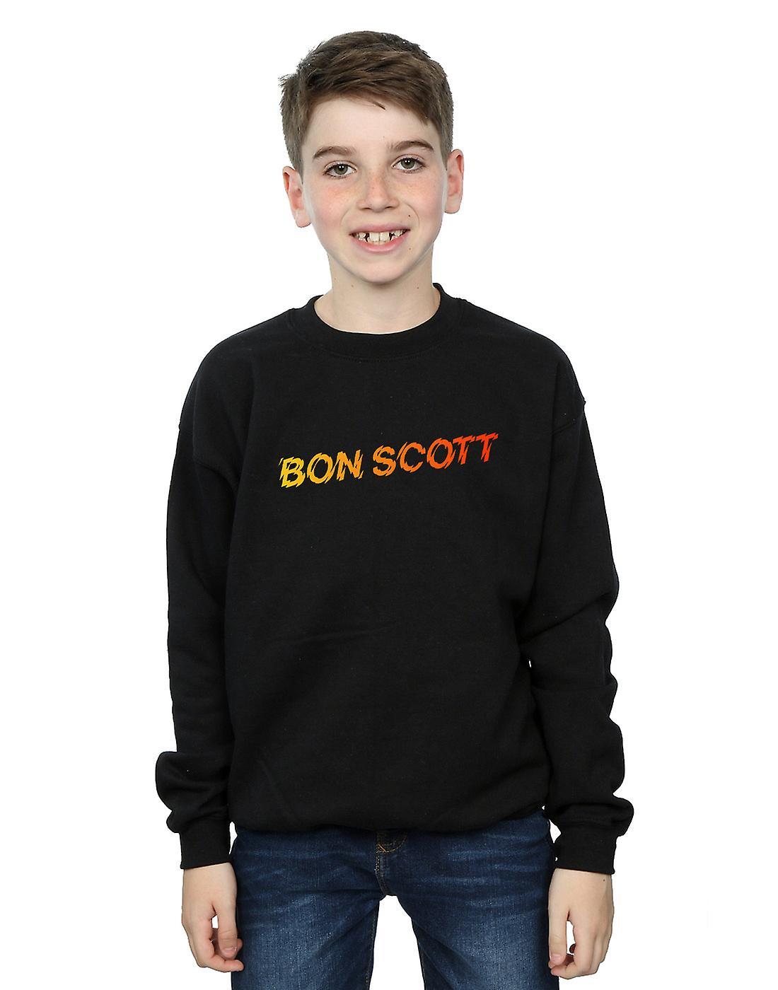 Absolute Cult Bon Scott Boys Shattered Logo Sweatshirt Black 7-8 Years