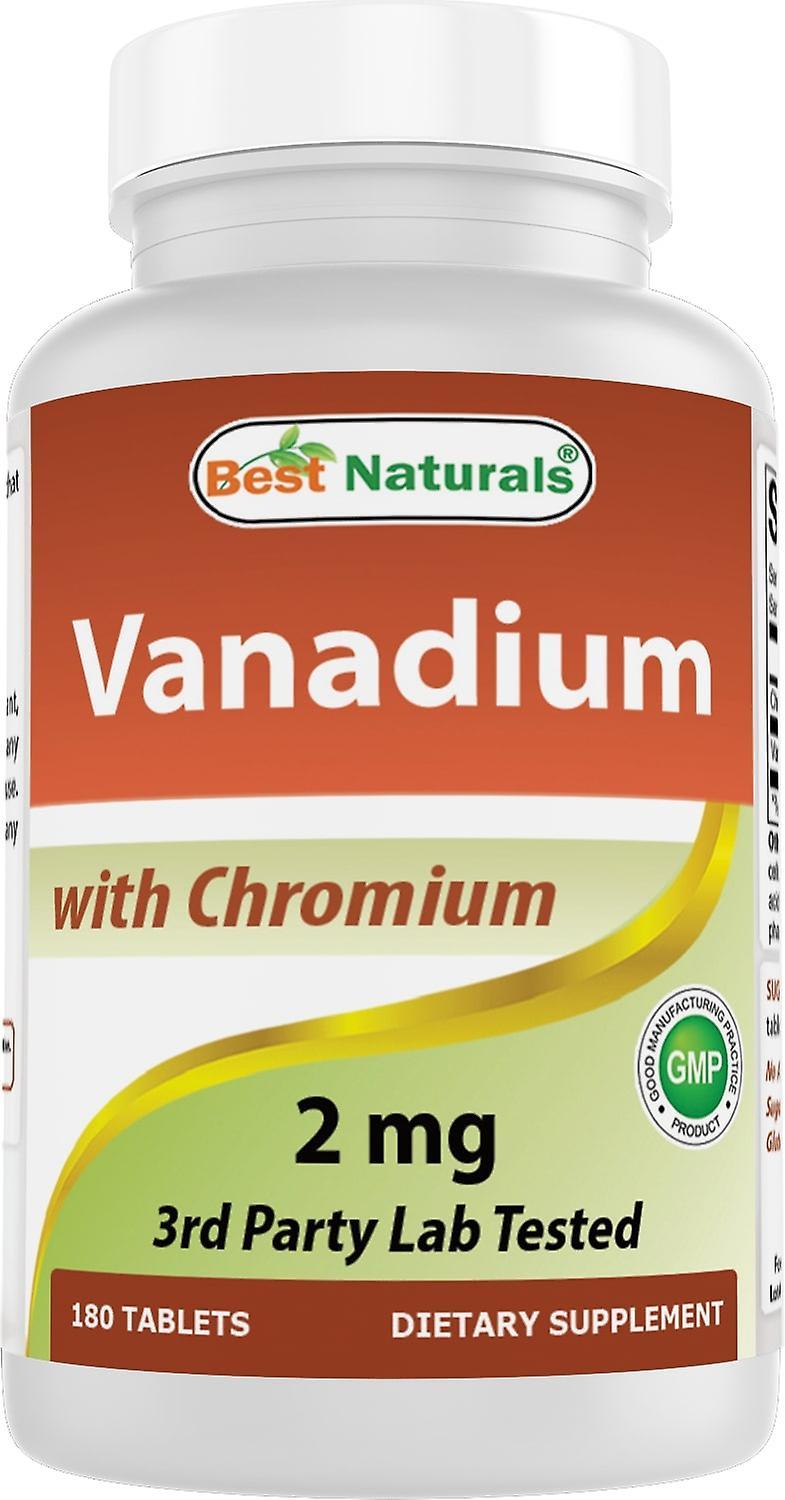 Best Naturals Vanadium 2 Mg With Chromium Polynicotinate 200 Mcg - Helps Maintain Healthy Blood Sugar Levels - 180 Tablets