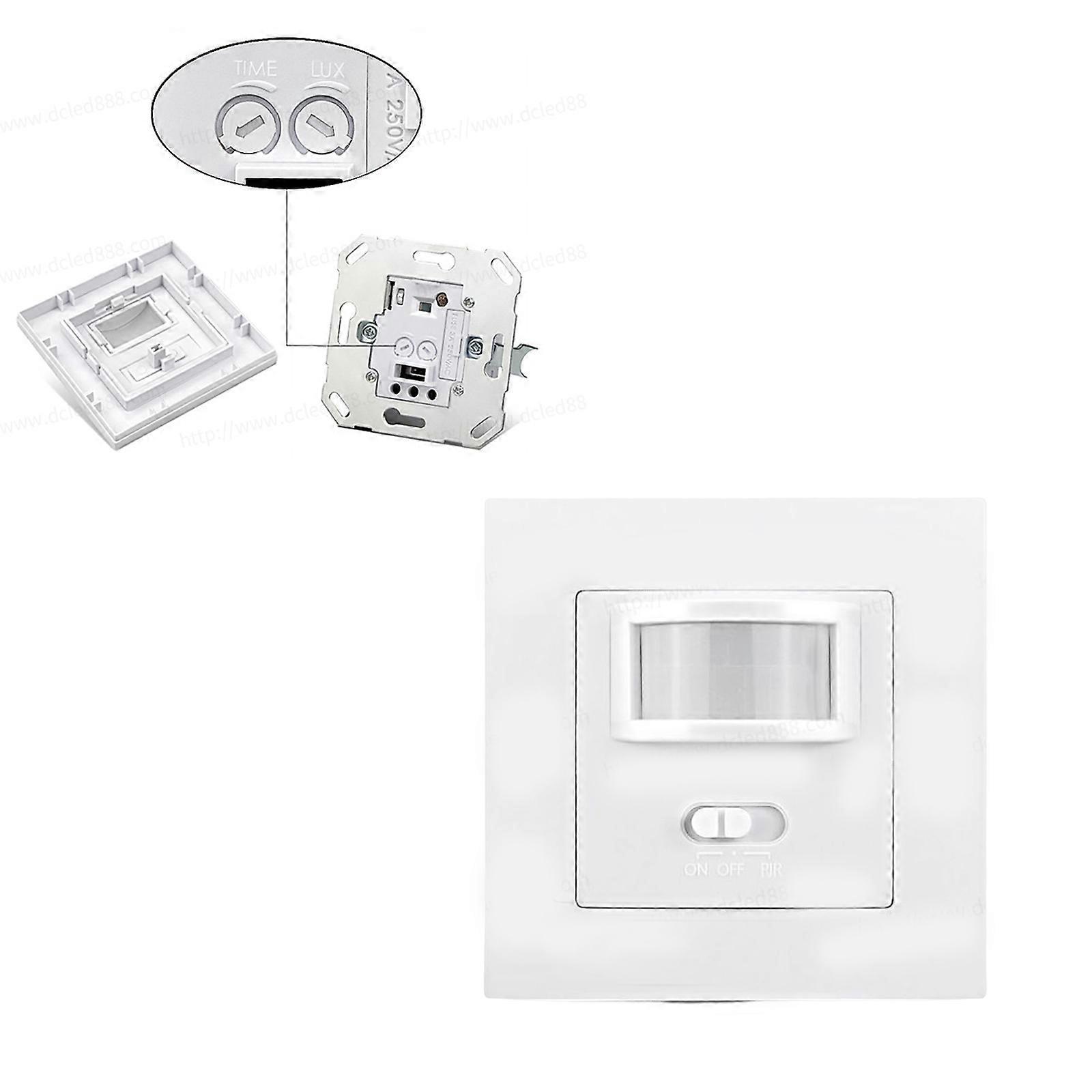 Unbrand Flush-mounted Motion Detector Infrared PIR Sensor Switch 140 White 110-240V LED