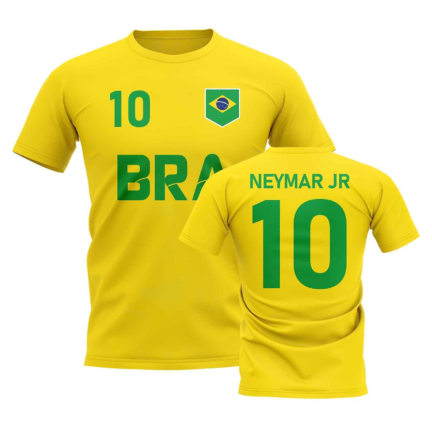 UKSoccerShop Neymar Jr Country Code Hero T-Shirt (Yellow) XSW