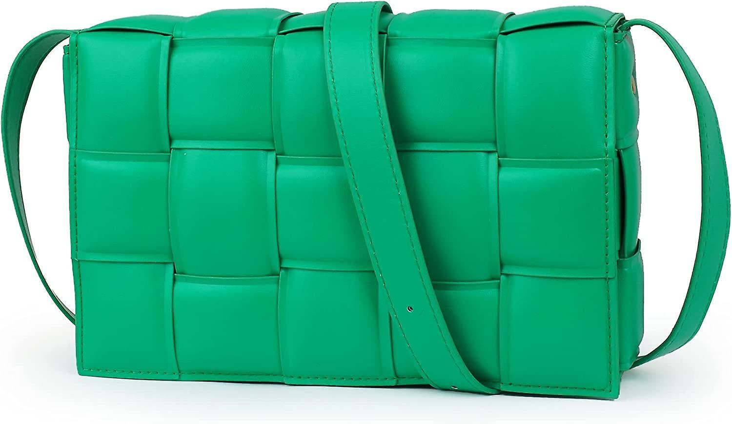 Morakot Women Shoulder Bag Purse Woven Crossbody Handbags Small Square Bags Designer Handbag Padded Cassette Clutch Green